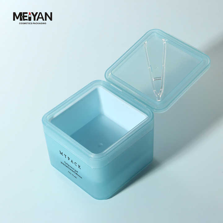 MYPACK Refillable Cosmetic square Skin Care Toner Pad Jar 100 Pads 300ml Colored square Toner Pad Container with Tweezers