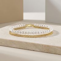Bracelet chaîne cubaine Hip Hop en argent 925 plaqué or 14 carats avec perle d'eau douce, design minimaliste unisexe, cadeau de mariage, bijoux de mode