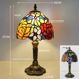 Lampada da Tavolo di Lusso in Vetro Colorato Stile Tiffany dal Design Moderno con Alimentazione Flessibile CA per Arredamento d'Interni e Lettura sul Comodino - Product Image 4