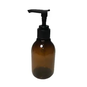 Vorrätig leere Shampooflaschen tragbare 300 ml 400 ml bernsteinfarbene PET-Plastik-Pumpflasche für Körperlotion