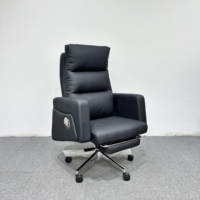 Fauteuil de bureau exécutif moderne de luxe en cuir noir et maille, dossier haut, ergonomique, pivotant, inclinable et réglable avec fonction de levage