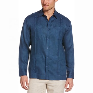 <span class=keywords><strong>Camicia</strong></span> Guayabera a maniche lunghe a quattro tasche in <span class=keywords><strong>lino</strong></span> <span class=keywords><strong>100</strong></span>% Cubavera personalizzata - Product Image 3