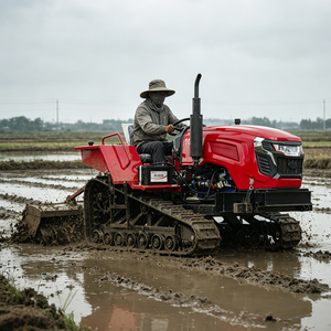 Mini-tracteur chenillé diesel 4x4 avec rotoculteur, boîte de vitesses et pompe pour opérations agricoles - Product Image 2