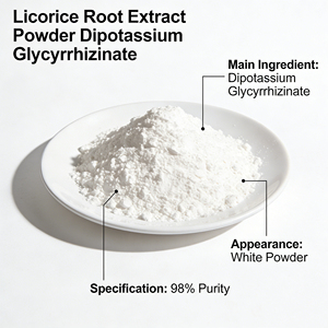 Extracto de Raíz de Regaliz, Polvo de Dipotasio Glicirrizinato 98% |   Agente Calmante para la Piel de Grado Cosmético - Product Image 1