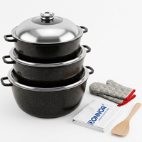 Ensemble de casseroles en aluminium coulé antiadhésif effet granit, modernes et écologiques, pour restaurants
