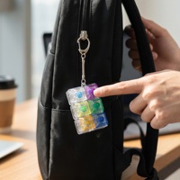 Porte-clés clavier mécanique 6 touches lumineux style dessin animé, jouet anti-stress en PC transparent, cadeau d'entreprise pour bureau/fête