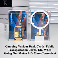 Porte-cartes magnétique transparent avec support métallique, support de téléphone magnétique transparent 3-en-1 pour utilisation quotidienne et visualisation sur bureau