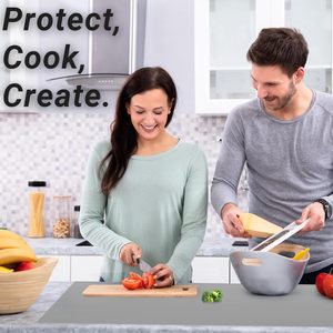 Heat Resistant Multi-purposes Silicone Mat for Countertop with Edge Protection, Kitchen Bathroom <b>Table</b> <b>Protector</b> Mat - Product Image 2