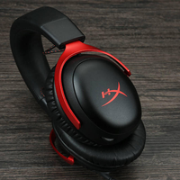 Headset Gaming HyperX Cloud III Hitam Merah Berkabel, Headphone Metal Over Ear DTS Bass untuk PC, Pasokan Grosir