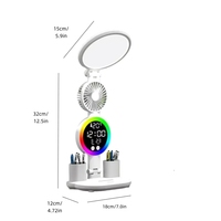 Lampe de bureau LED à lecture vocale avec ventilateur, calendrier perpétuel, affichage pliable de la température et de la date, lumière d'ambiance moderne AC