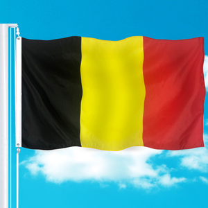 Venta al por mayor precio barato Nacional de Diseño en 100% poliéster bandera entrega rápida de impresión de pantalla de seda 3x5ft Bélgica bandera con ojales - Product Image 3