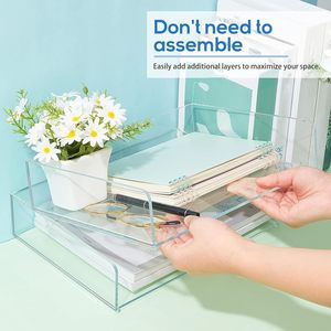 Bandeja de papel acrílico de 4 niveles, bandeja de letras apilable, bandejas transparentes para organizar, sin necesidad de montar Acrílico - Product Image 4