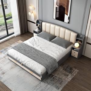 High-End <span class=keywords><strong>letto</strong></span> <span class=keywords><strong>matrimoniale</strong></span> testiera imbottita per il Comfort accogliente struttura moderna pannello per un Look contemporaneo - Product Image 3