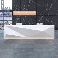 Bureau de réception en marbre incurvé de qualité supérieure, mobilier de salon, mobilier de bureau, table de hall avec éclairage LED