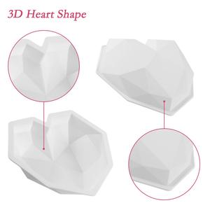Moldes <span class=keywords><strong>De</strong></span> Silicona Blanco DIY Breakable <span class=keywords><strong>3D</strong></span> Corazón Diamante Forma Silicona Mousse Cake Mold - Product Image 4