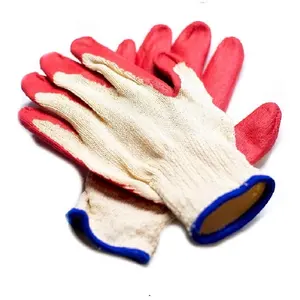 Economical Red Latex Glove Cotton Knit Protective Gear Industrial Gardening Construction Safety Working Gloves Guantes