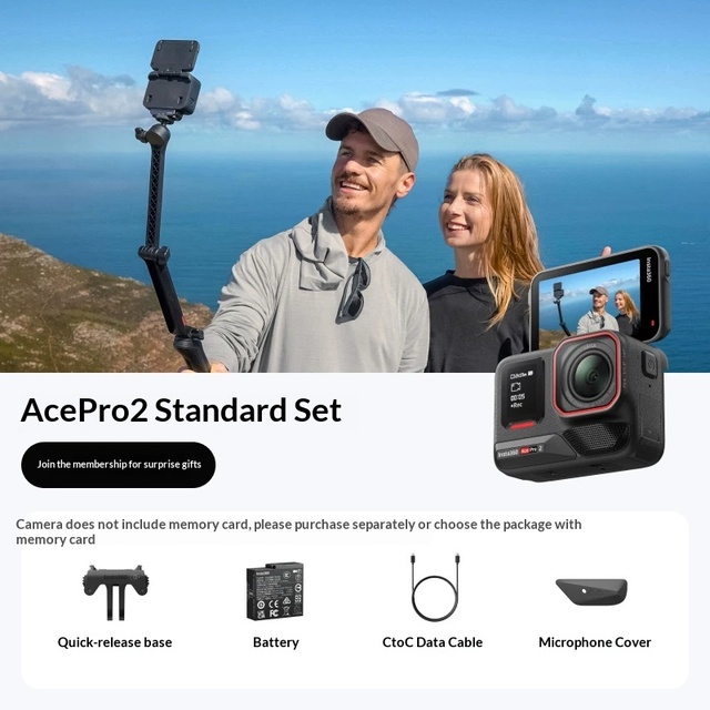 Insta360 Ace Pro 2 Flagship 8K Action Camera Dual AI Chip 180min Battery 2.5" Flip Screen Lens Video Cam for Travel