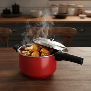 Casserole à pression en acier inoxydable pour la maison, 5 L, revêtement antiadhésif, base multicouche, poignée en silicone, compatible gaz et induction - Product Image 3