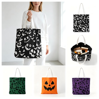 Sac fourre-tout réutilisable en polyester à longue poignée Yifan, motif citrouille d'Halloween, imprimé sur mesure pour la vente en gros OEM ODM