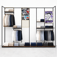 Système d'affichage de vêtements en métal noir pour armoire ouverte, étagères de rangement pour vêtements, présentoir de magasin de détail OEM