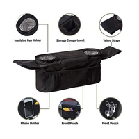 Organisateur de poussette double écologique pour bébé avec dragonne amovible, sac de rangement multi-usages