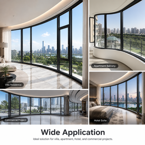 Façade panoramique en arc de luxe moderne avec fenêtre en <span class=keywords><strong>verre</strong></span> courbé, cadre en aluminium à cintrage de précision, <span class=keywords><strong>double</strong></span> <span class=keywords><strong>vitrage</strong></span> insonorisé pour projets - Product Image 6
