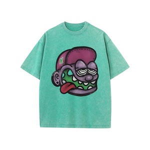 Camiseta para hombre con estampado de arte callejero lavado con ácido de gran tamaño, camiseta personalizada de algodón puro con mangas cortas desgastadas - Product Image 5