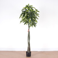 Nouveau modèle intérieur/extérieur décoration de jardin grand artificiel Pachira Macrocarpa arbre d'argent plante avec pot de ciment en plastique