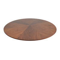 Table à manger ronde de style moderne du milieu du siècle, avec plateau en noyer et base en fer conique