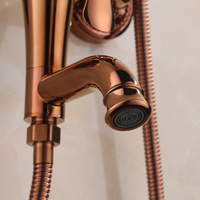 Ensemble de douche pluie pour salle de bain, mitigeur de douche plaqué or rose, robinet de luxe, laiton bronze contemporain, céramique polie