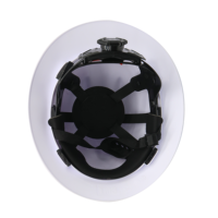 Casques de protection de tête en HDPE à bord complet de type V blanc Casque de sécurité pour l'exploitation minière avec lumière de mineur