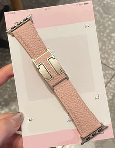 <span class=keywords><strong>Bracelet</strong></span> de <span class=keywords><strong>montre</strong></span> intelligent pour Apple Watch Series 10, en <span class=keywords><strong>cuir</strong></span> grainé litchi, fermoir magnétique en H, pour hommes et femmes, 46 mm - Product Image 6