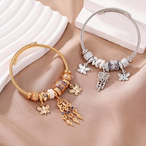 DIY Acero inoxidable <span class=keywords><strong>boca</strong></span> abierta brazalete mariposa atrapasueños encanto pulsera para mujeres niñas - Product Image 1