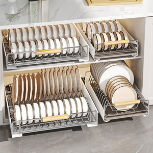 Ciotole da cucina organizzatori di piatti sotto il lavandino estrarre il cassetto di stoccaggio del piatto dell'armadio senza punzonatura cestello per condimenti