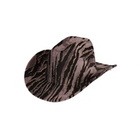 Chapeaux de cowboy à rayures tigrées marron et noires, avec paillettes dorées, pour festivals et fêtes western, vente en gros