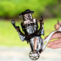 Moulinet de pêche à la ligne HA Antique Bronze Micro Spinning, entièrement métallique, gaucher, rapport de transmission 4.1:1, poids 550g, longue portée
