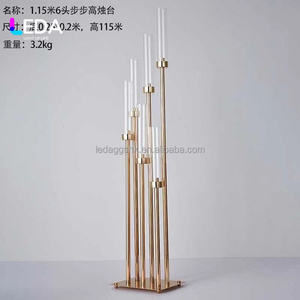 LEDA Hot 6 Arms Gold Metal Candle Holder Wedding Candlestick <b>Table</b> Centerpiece for Wedding <b>Decoration</b> - Product Image 1