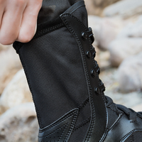 Bottes tactiques noires mi-mollet de sécurité pour homme et femme