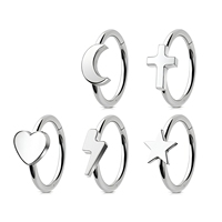 Anneau de nez labret clicker en titane ASTM F136 avec clou pour cartilage, boucles d'oreilles hypoallergéniques en titane sans nickel