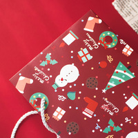 Sac cadeau en papier de Noël écologique personnalisé avec poignée torsadée en coton, petit MOQ, logo personnalisé, emballage de fêtes