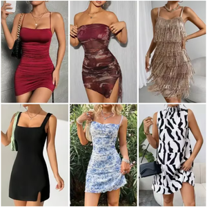 Vestido Elegante de Oficina para <span class=keywords><strong>Mujer</strong></span>, con Cuello en V, Manga Corta, Cintura Imperio, Silueta en A, Estampado Floral Aleatorio, para Bordado - Product Image 3