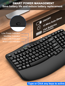 Phím sóng Ergonomic Bàn phím không dây thoải mái tự nhiên gõ bàn phím máy tính USB không dây cho Windows/<span class=keywords><strong>Mac</strong></span> với Palm-Rest - Product Image 5