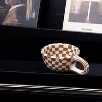 Tasse à eau de bureau coréenne Échiquier irrégulier Tasse en céramique à carreaux Tasse à café Tasses à lait Tasse à eau