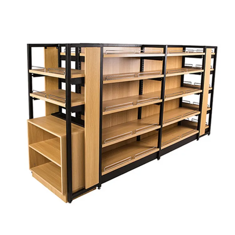 6 niveles de madera de metal Super estante de tienda pesado deber supermercado estanterías para productos