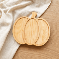 Bamboe serveerschaal met 3 compartimenten, charcuterieplank voor snacks, fruit en noten, geschikt voor herfst, Thanksgiving en Halloween feestjes