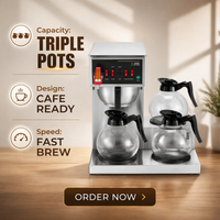 Cafetière à filtre automatique en acier inoxydable de qualité commerciale 2,2 L avec carafe isotherme et filtre à café