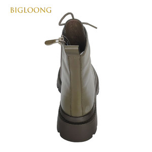 Stivali eleganti in pelle grigia a metà polpaccio da <span class=keywords><strong>donna</strong></span> con cerniera laterale Sole antiscivolo e Design stringato invernale termici confortevoli - Product Image 4