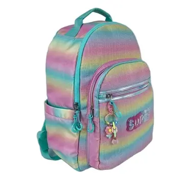 Tas ransel anak perempuan muda Fashion tahan air kualitas bagus tas sekolah remaja perjalanan kasual warna pelangi