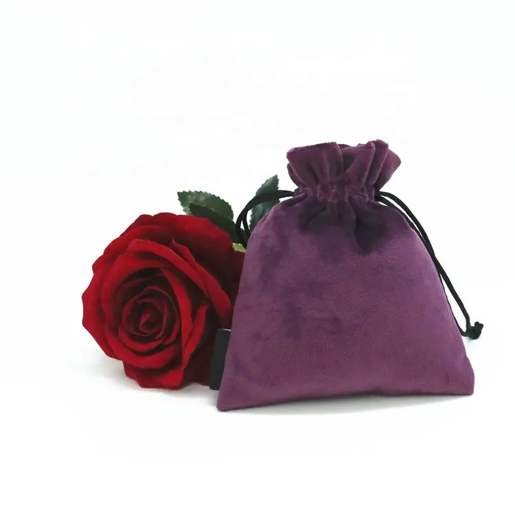 Logo personalizzato imballaggio sacchetto di velluto sacchetto con coulisse sacchetto regalo di velluto di gioielli colorati di lusso per l'imballaggio di gioielli