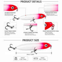 Leurre de pêche flottant type crayon, 5 couleurs, 10 cm, 12,5 g, action Z-Walk, leurre dur artificiel pour achigan, brochet, poissons d'eau salée et de rivière